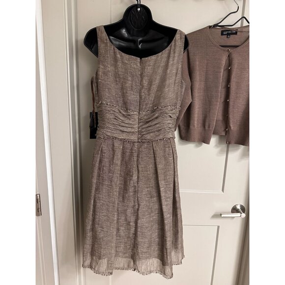 NWT Jones New York Dress Women’s Brown 2 PC Dress Cardigan Sz 10 - Picture 14 of 16
